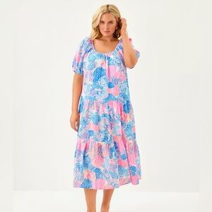 Lilly Pulitzer Pink and Blue Maxi Dress